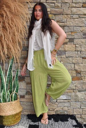 Lina Linen Blend Barrel Pant Washed Olive